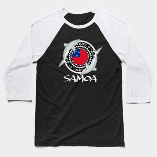 Blacktip reef sharks on Samoan flag Baseball T-Shirt